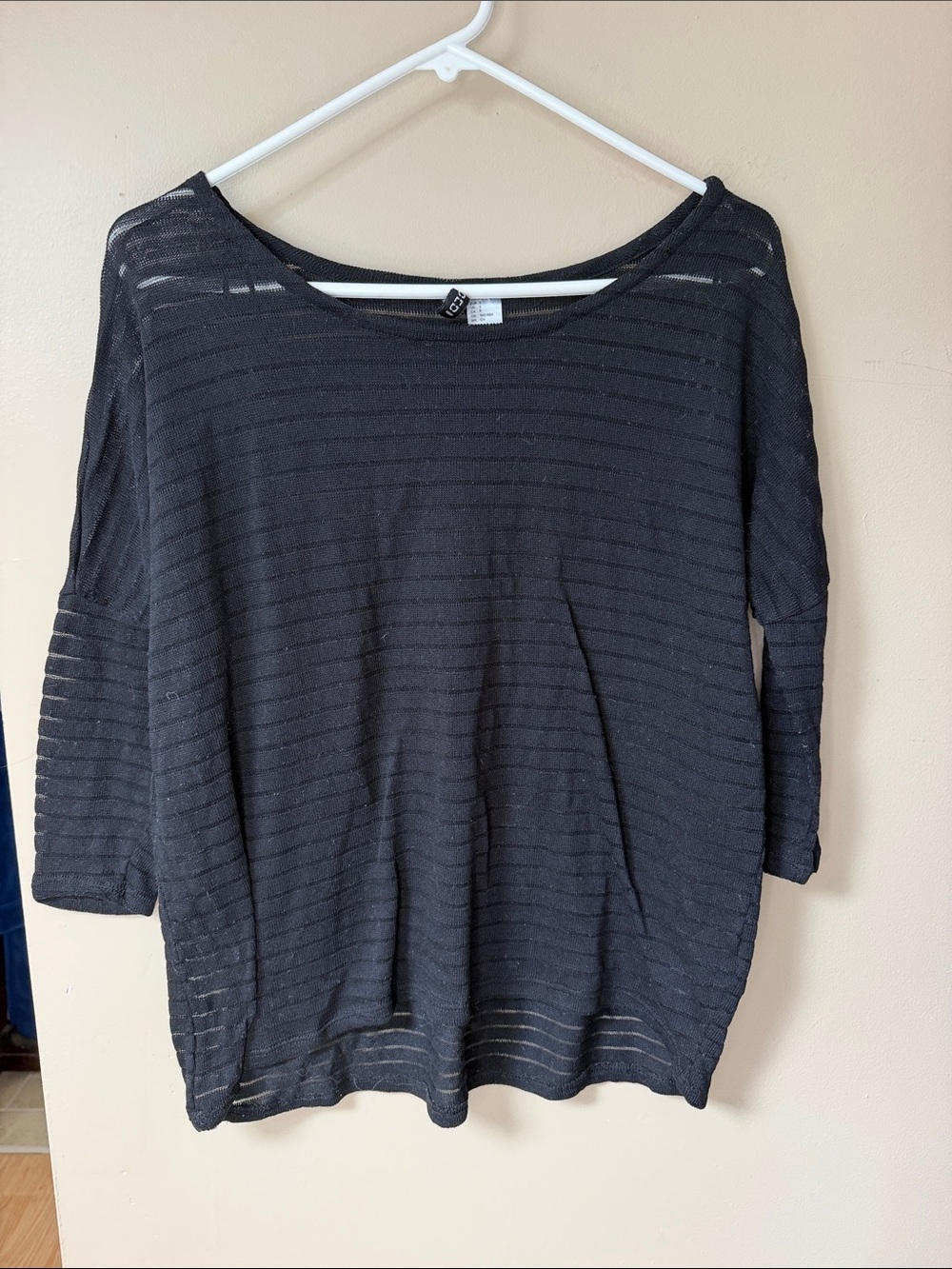 H&M Black Sheer-Striped Lightweight Women's Sweater